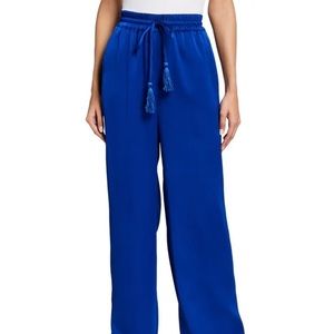 Badgley Mischka Satin Drawstring Pants Size XS Ink Blue New